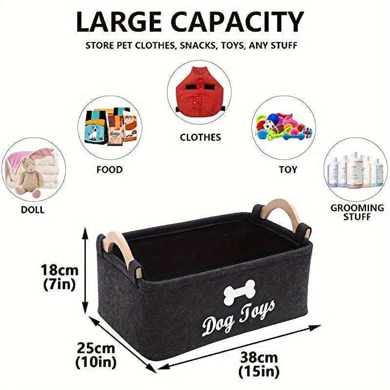 Vinyl Felt Dog Toy Storage Basket