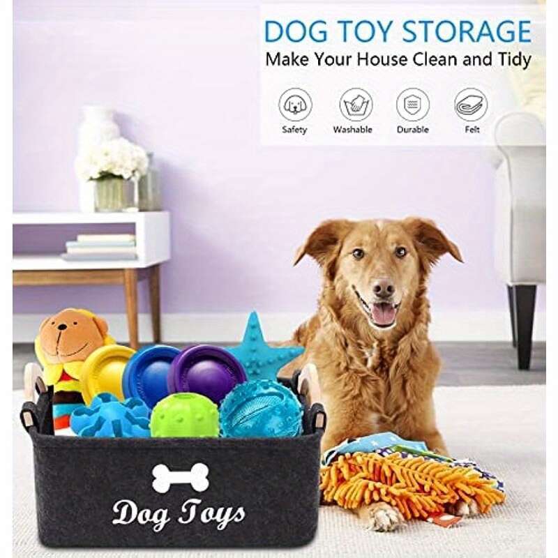 Vinyl Felt Dog Toy Storage Basket