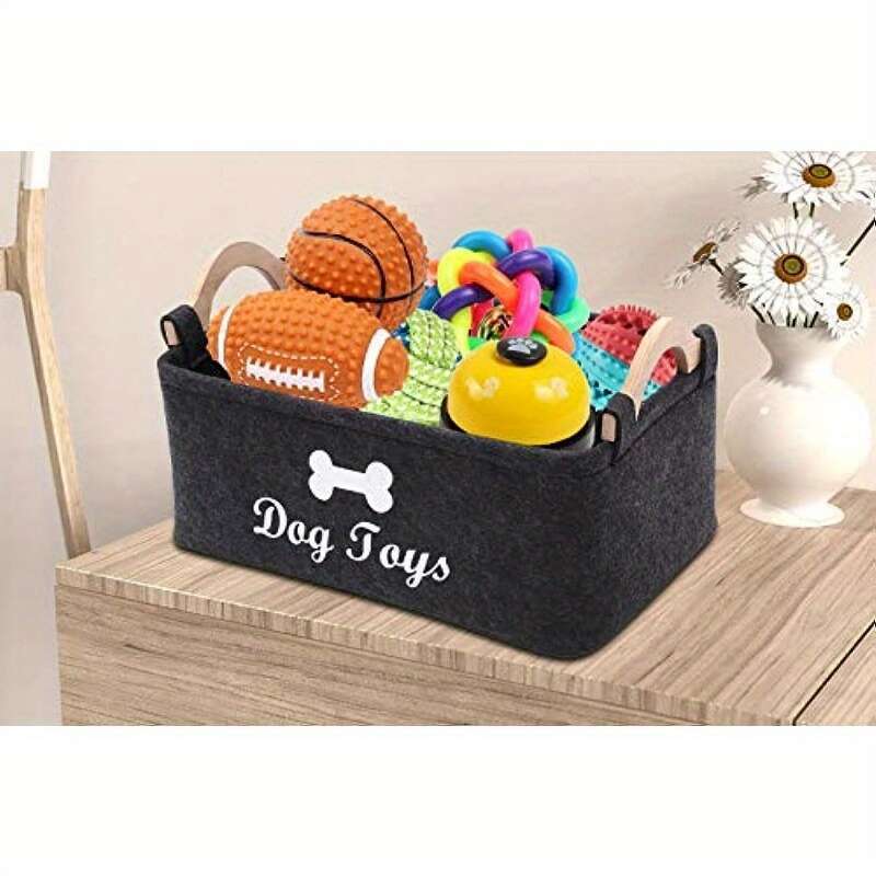 Vinyl Felt Dog Toy Storage Basket
