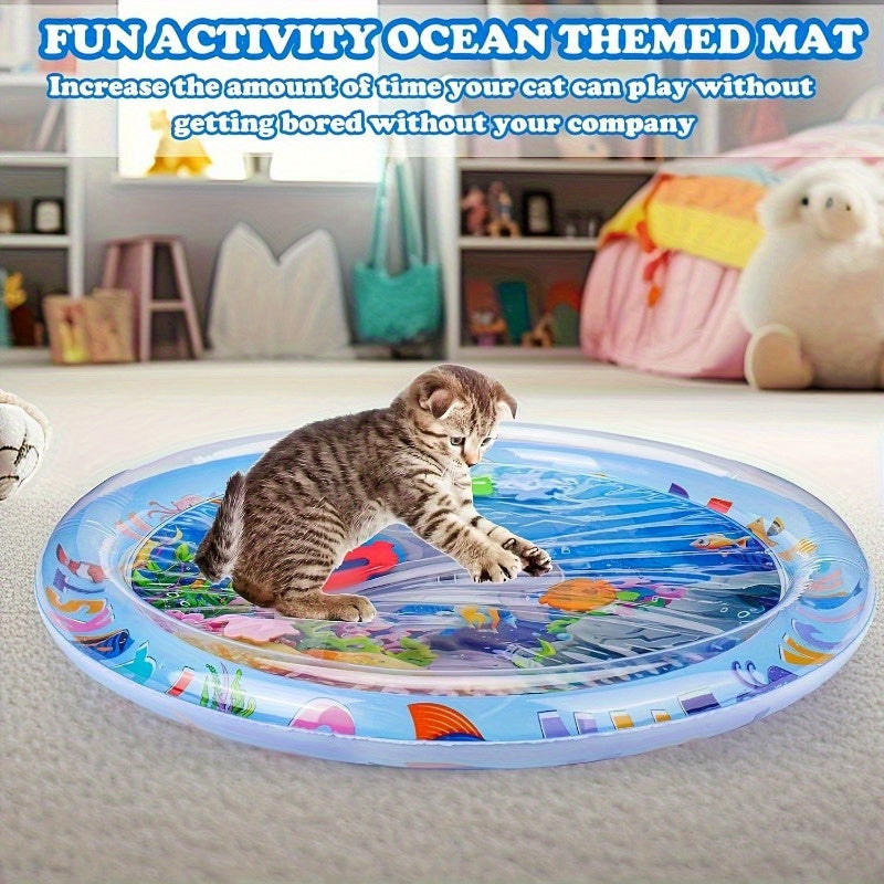 Splash-Proof Interactive Cat Play Mat with Floating Fish