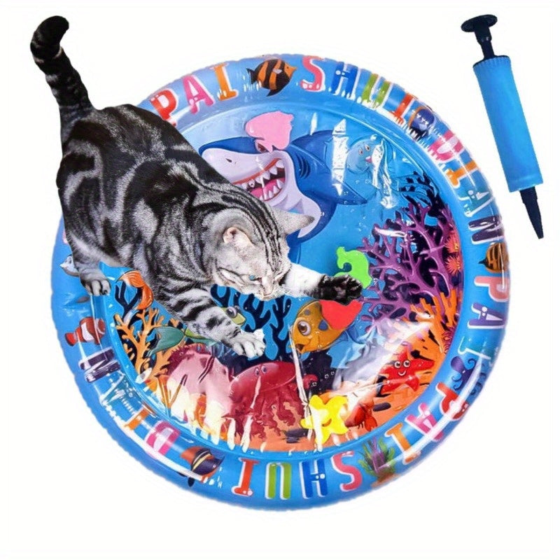 Splash-Proof Interactive Cat Play Mat with Floating Fish