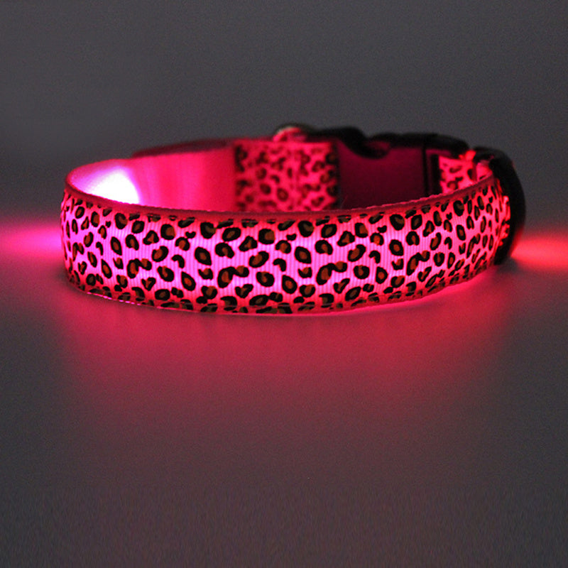 Leopard Print LED Collar for Dogs and Cats