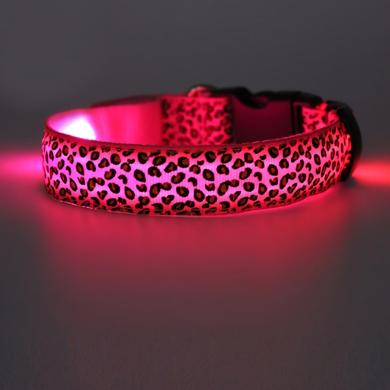 Leopard Print LED Collar for Dogs and Cats