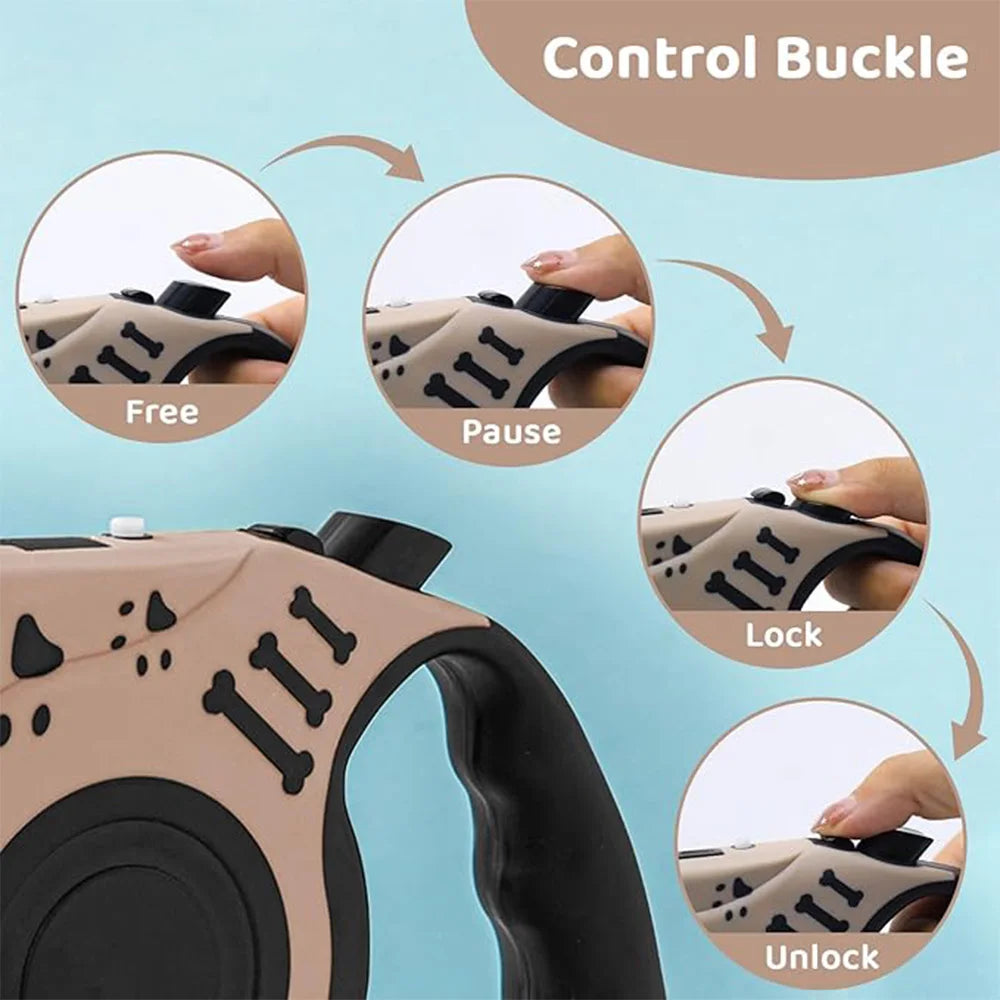 Charging LED lighting traction rope 5-meter automatic retractable dog walking rope