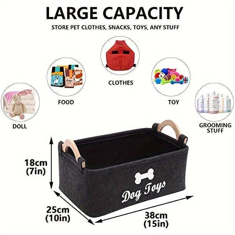 Vinyl Felt Dog Toy Storage Basket