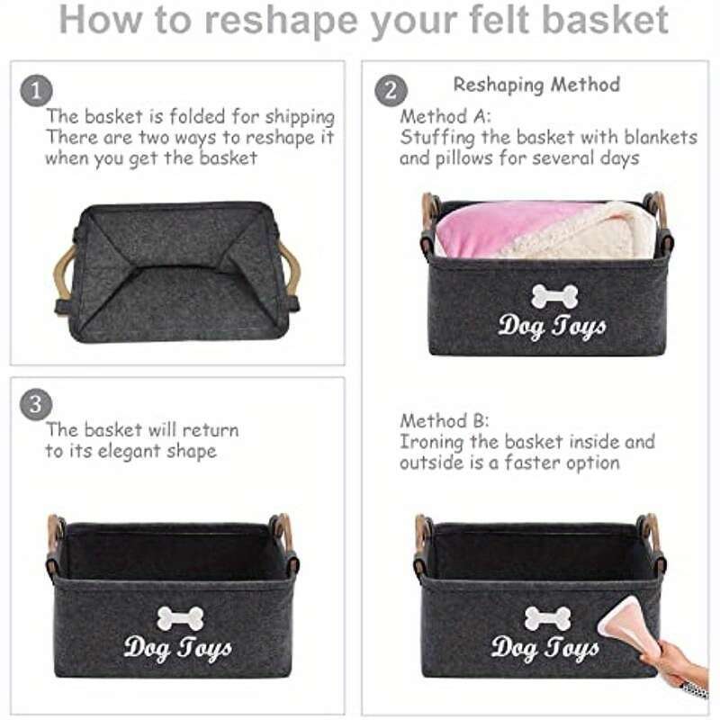 Vinyl Felt Dog Toy Storage Basket
