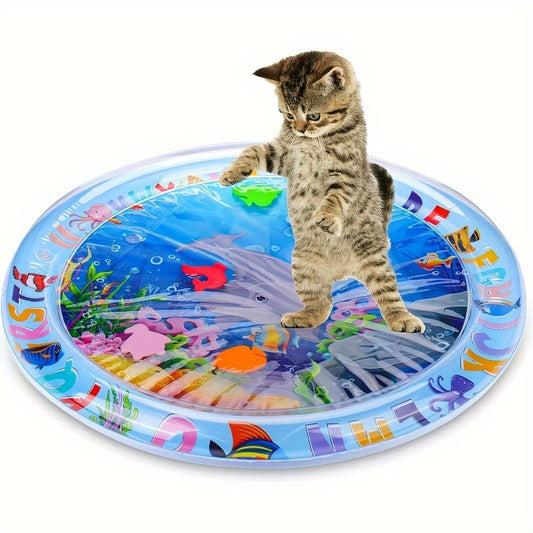 Splash-Proof Interactive Cat Play Mat with Floating Fish