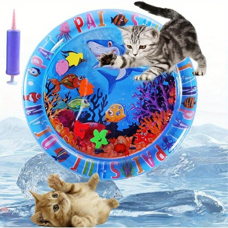 Splash-Proof Interactive Cat Play Mat with Floating Fish