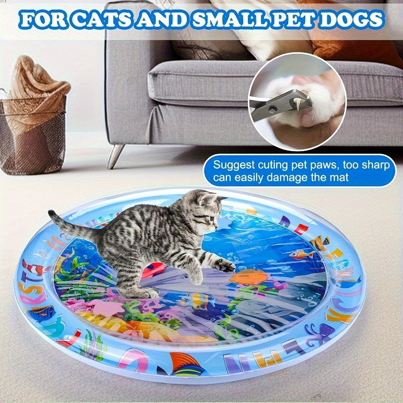 Splash-Proof Interactive Cat Play Mat with Floating Fish
