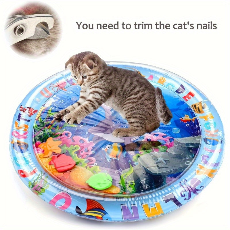 Splash-Proof Interactive Cat Play Mat with Floating Fish