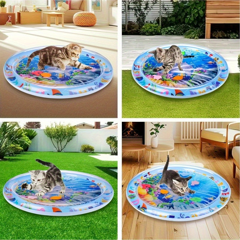 Splash-Proof Interactive Cat Play Mat with Floating Fish