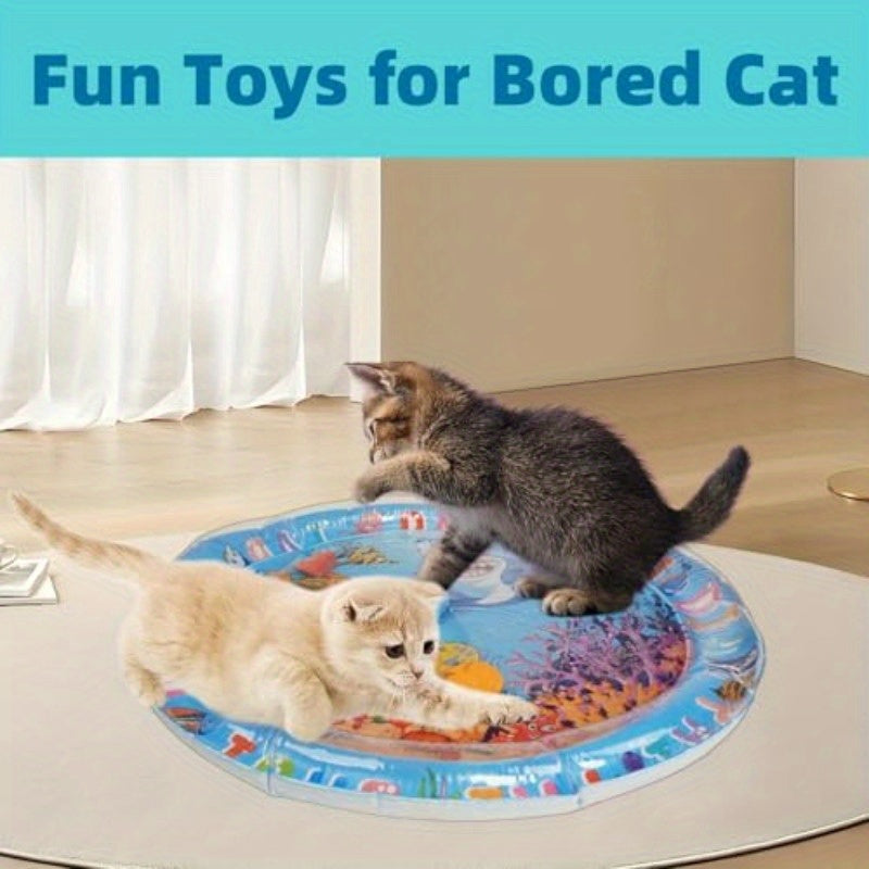 Splash-Proof Interactive Cat Play Mat with Floating Fish
