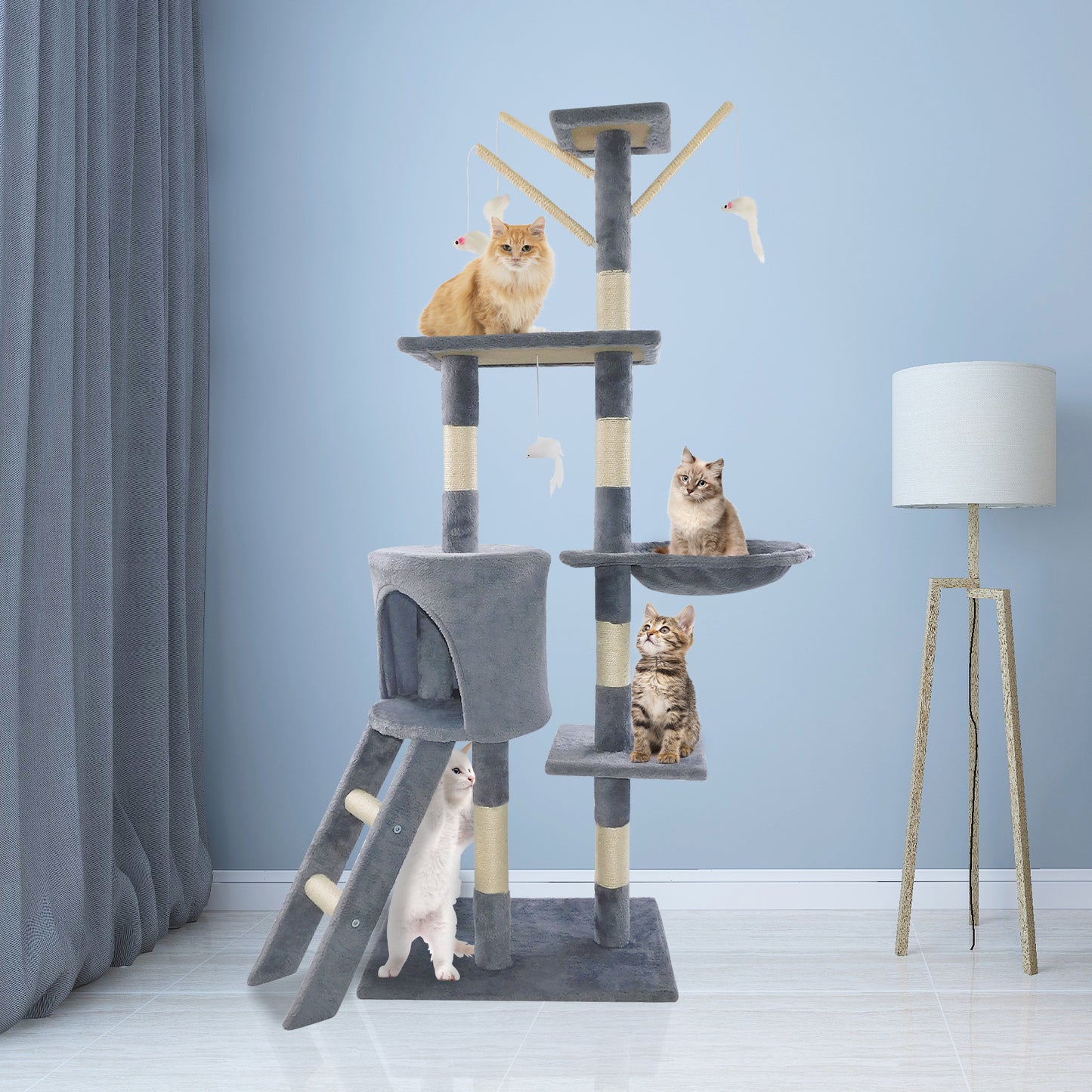 Multi-Level Cat Tree Tower with Scratching Posts
