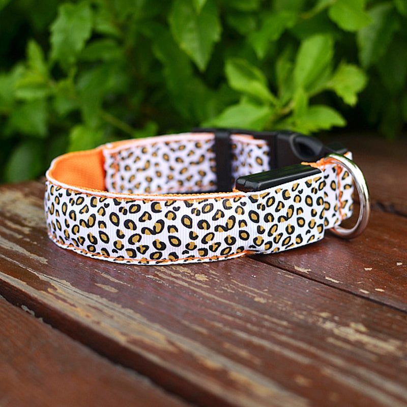 Leopard Print LED Collar for Dogs and Cats
