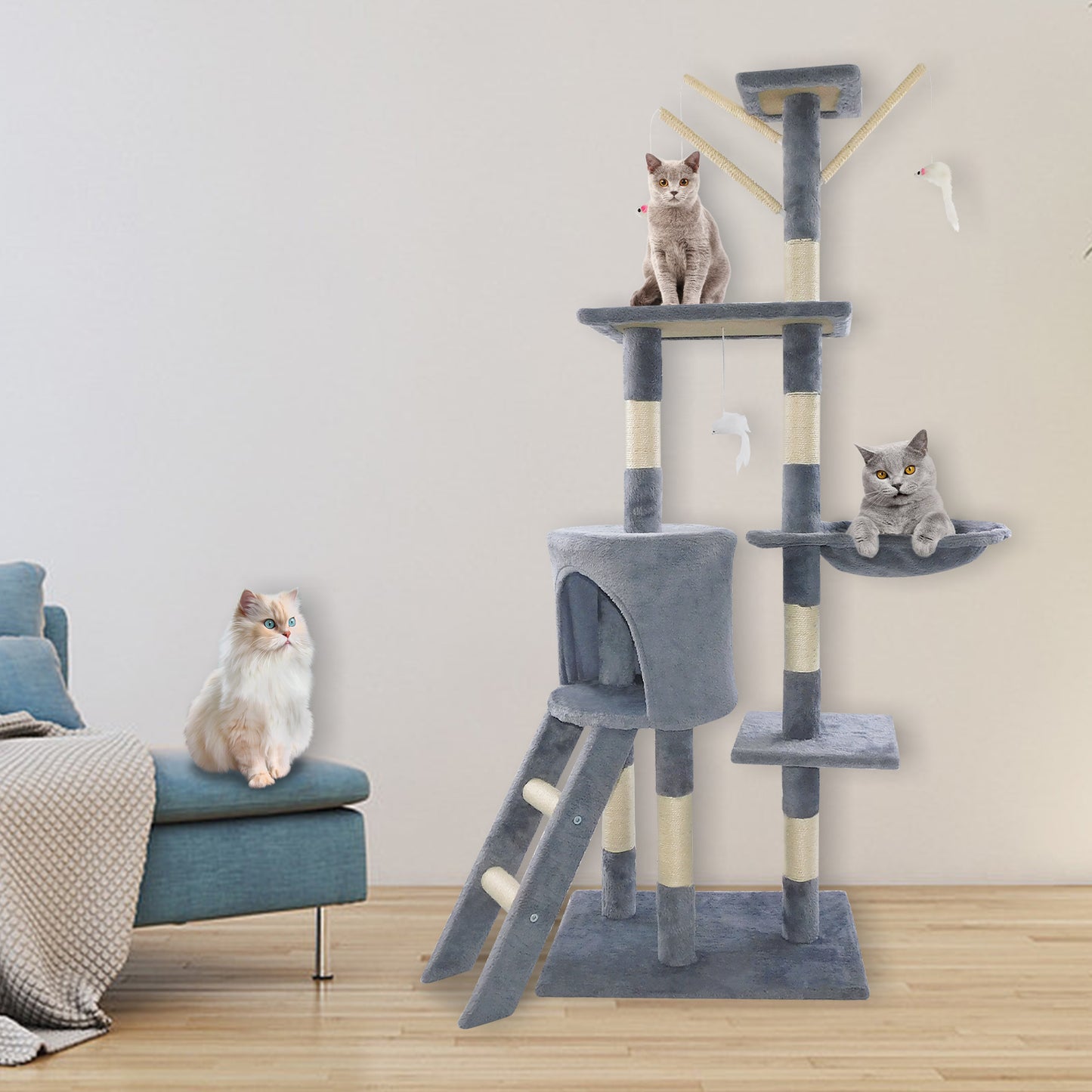 Multi-Level Cat Tree Tower with Scratching Posts
