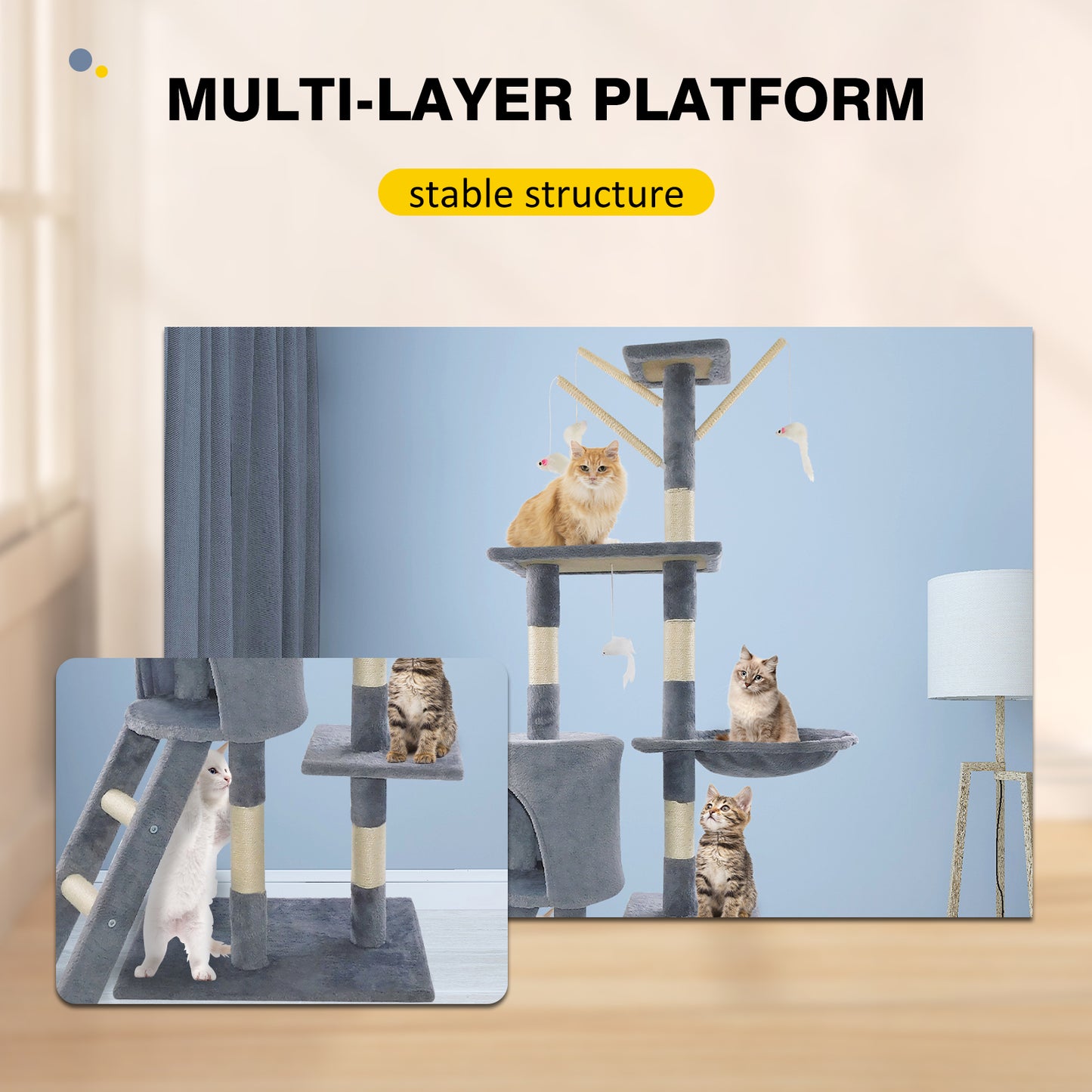Multi-Level Cat Tree Tower with Scratching Posts