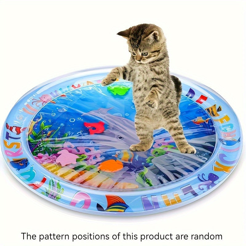 Splash-Proof Interactive Cat Play Mat with Floating Fish
