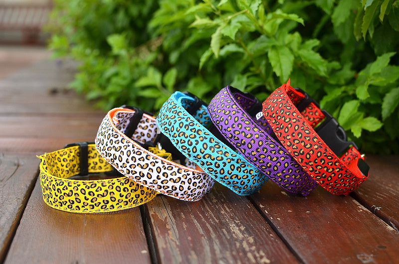 Leopard Print LED Collar for Dogs and Cats