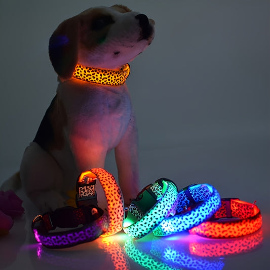 Leopard Print LED Collar for Dogs and Cats