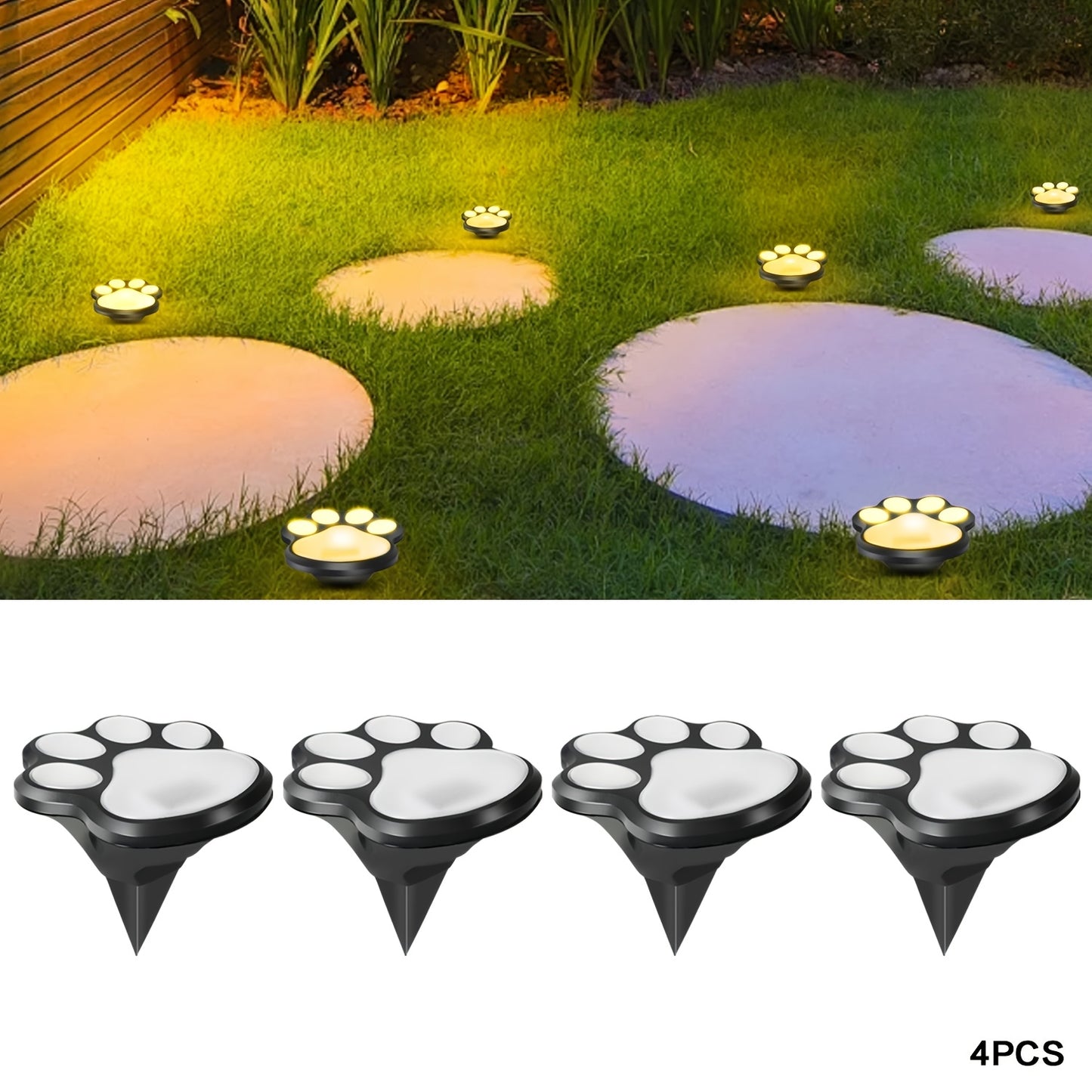 Solar Paw Print Lights