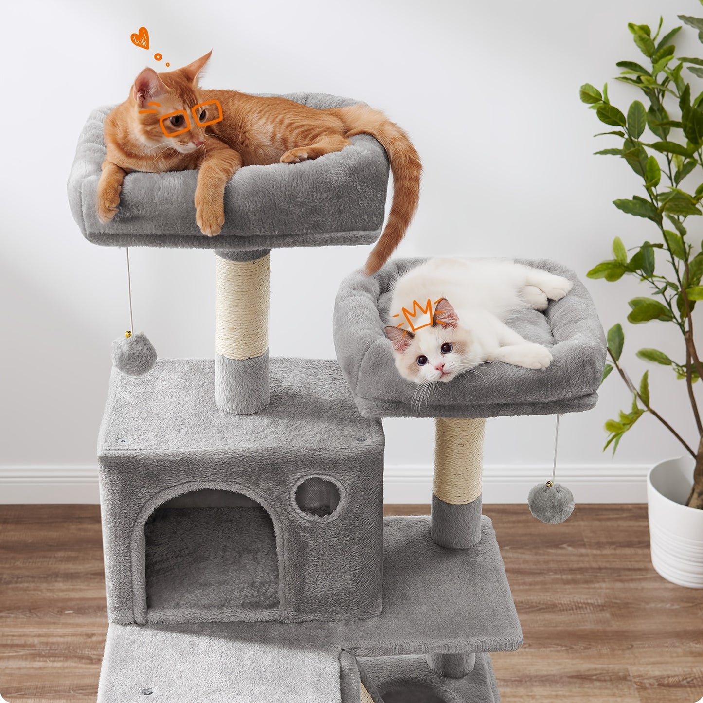 168 cm Large Cat Tower with 13 Scratching Posts