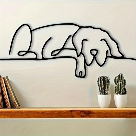 Minimalist Metal Sleeping Dog Wall Art