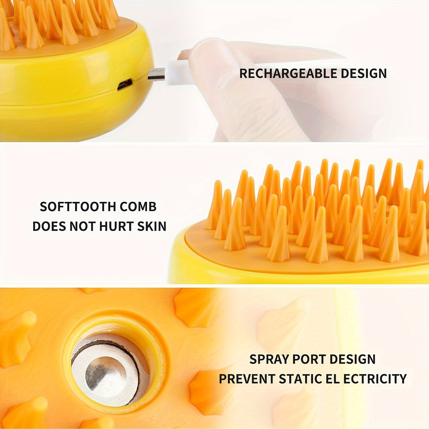 USB Rechargeable Self-Cleaning Steam Cat Brush