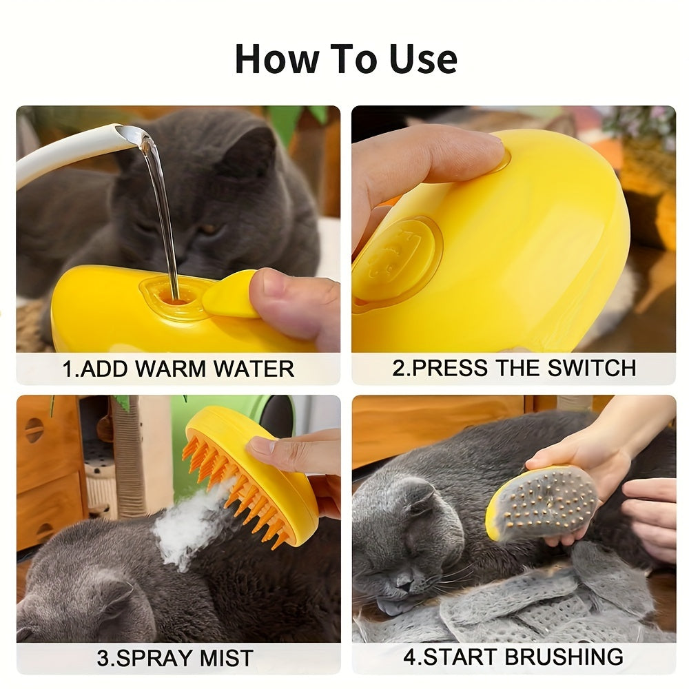 USB Rechargeable Self-Cleaning Steam Cat Brush
