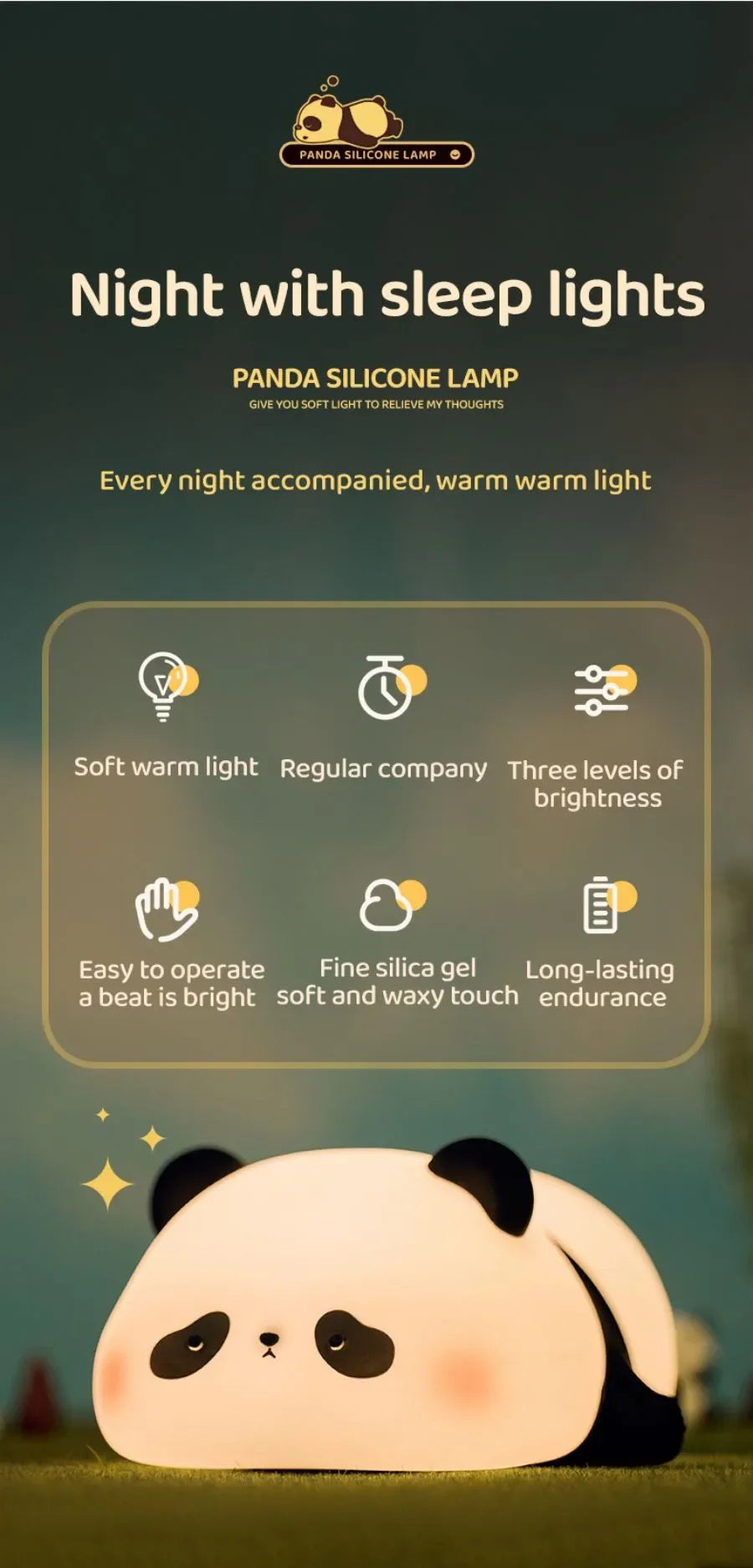 Cute LED Night Light Panda Sheep Rabbit