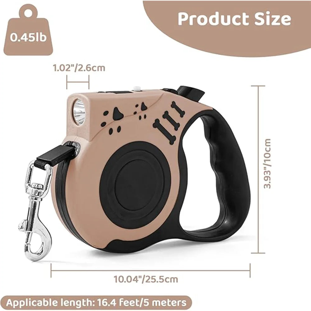 Charging LED lighting traction rope 5-meter automatic retractable dog walking rope