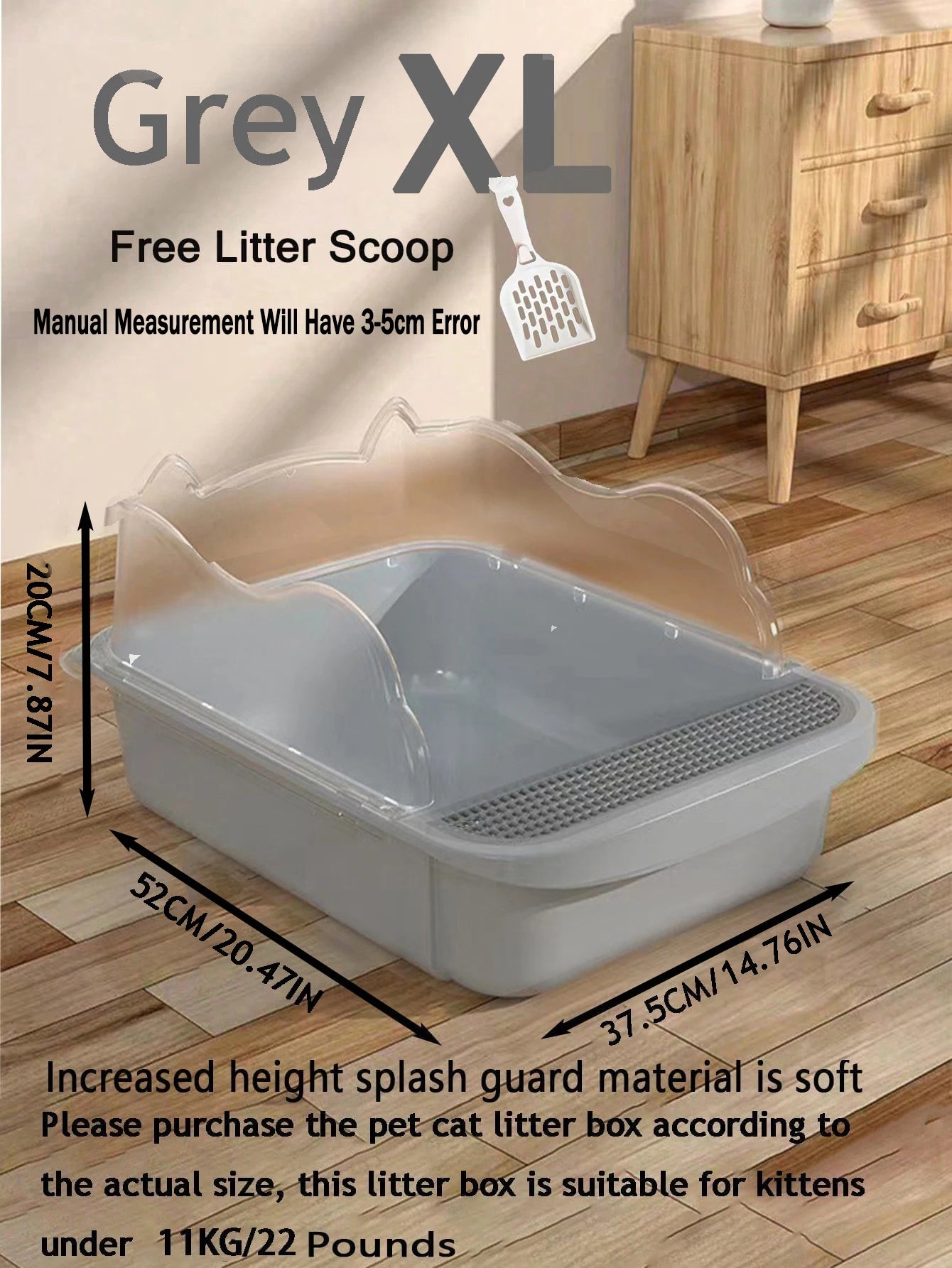 Semi-closed splash-proof litter box (with litter scoop)