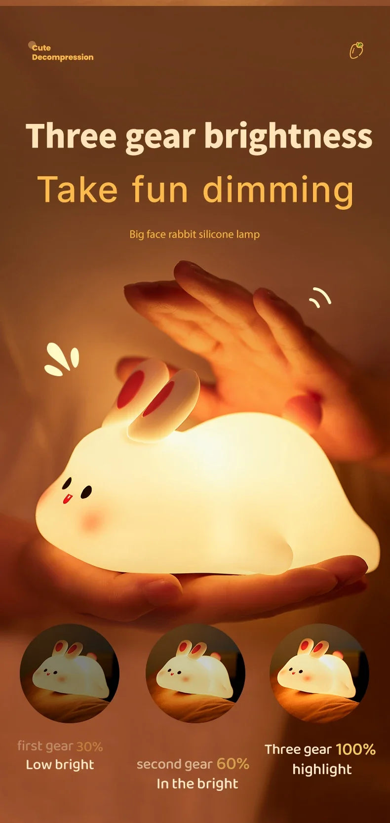 Cute LED Night Light Panda Sheep Rabbit