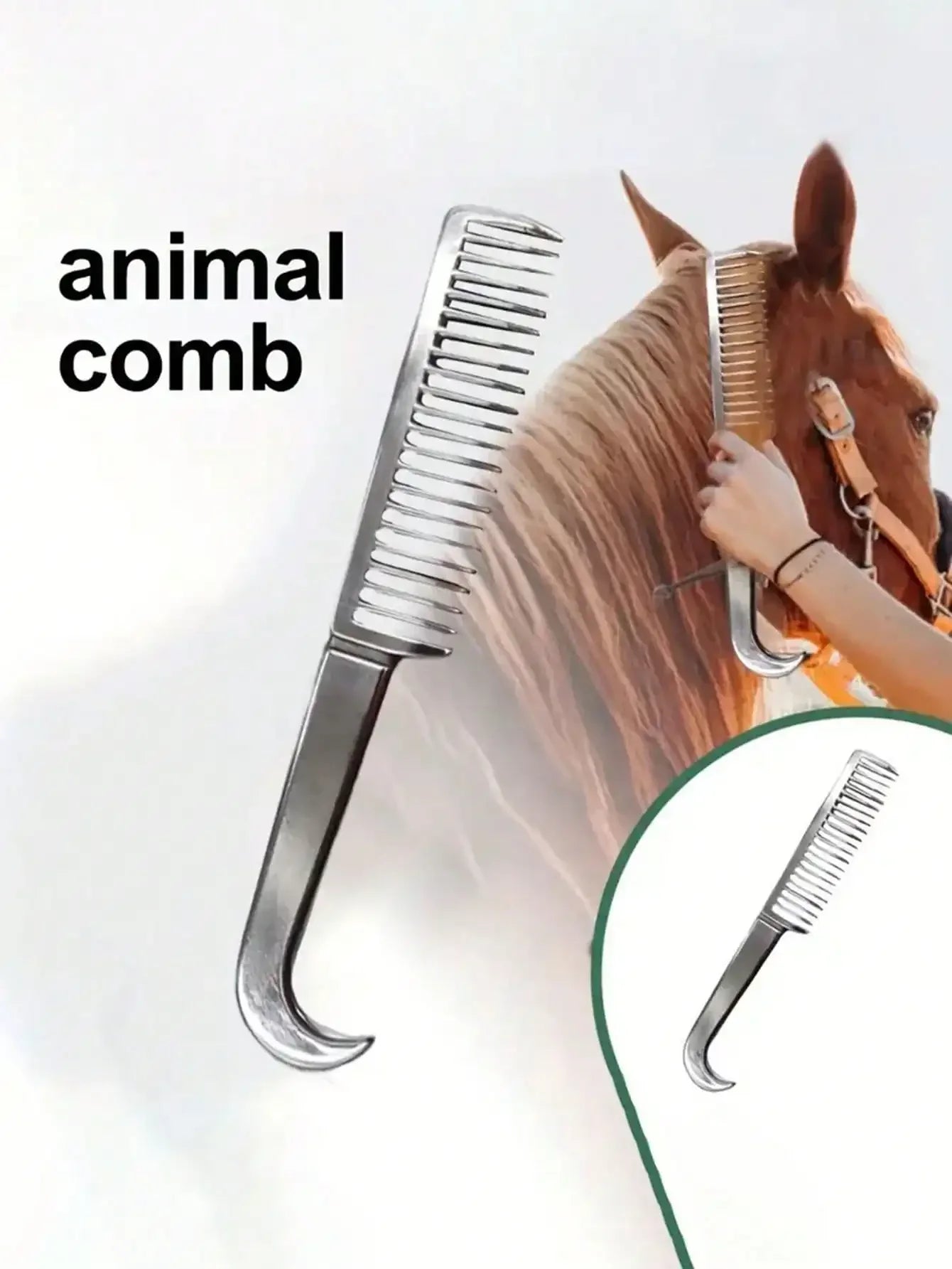 1pc Aluminium Alloy Horse Comb - Lightweight, Durable, Tangle-Free, Gentle on Horse Mane & Legs