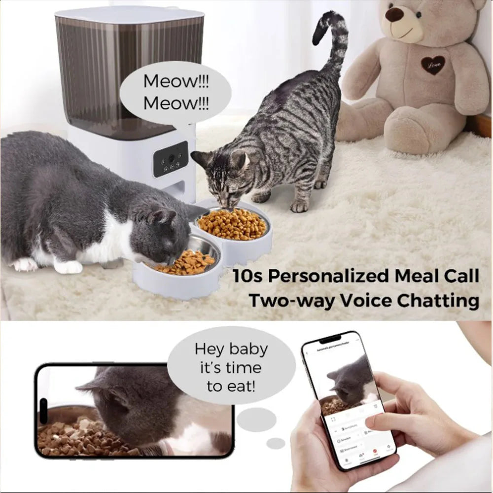 5L Automatic Cat Feeders Double Bowls