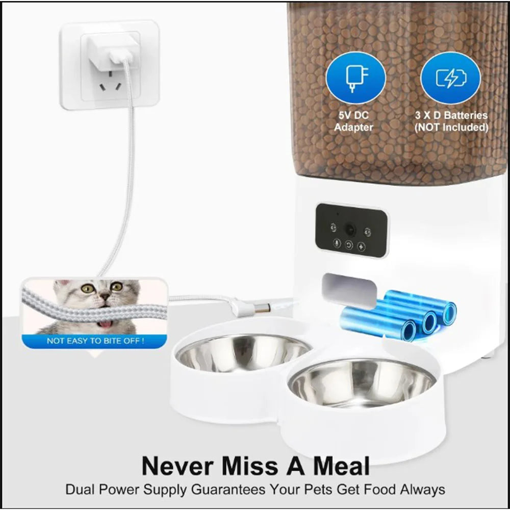 5L Automatic Cat Feeders Double Bowls