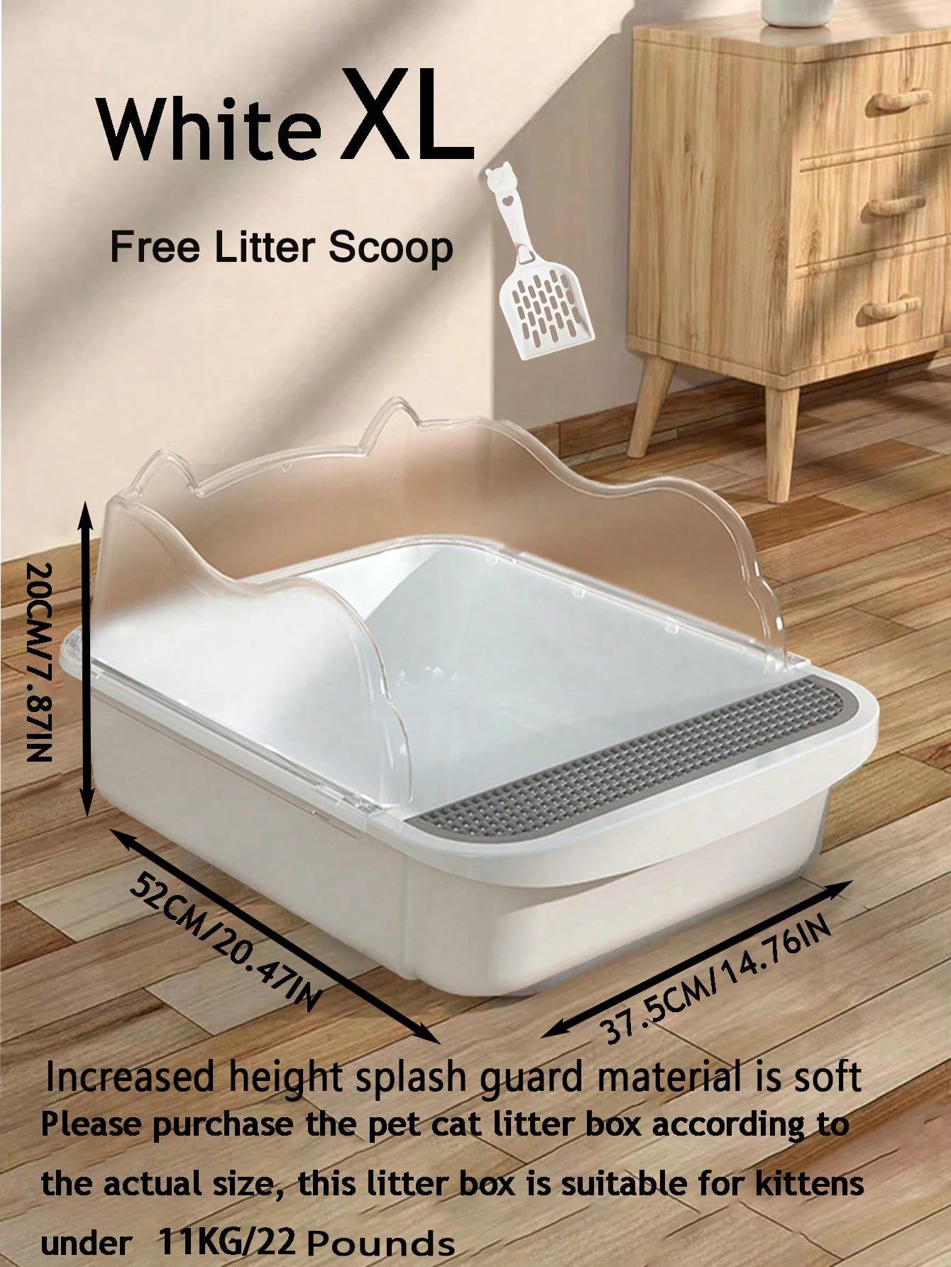 Semi-closed splash-proof litter box (with litter scoop)