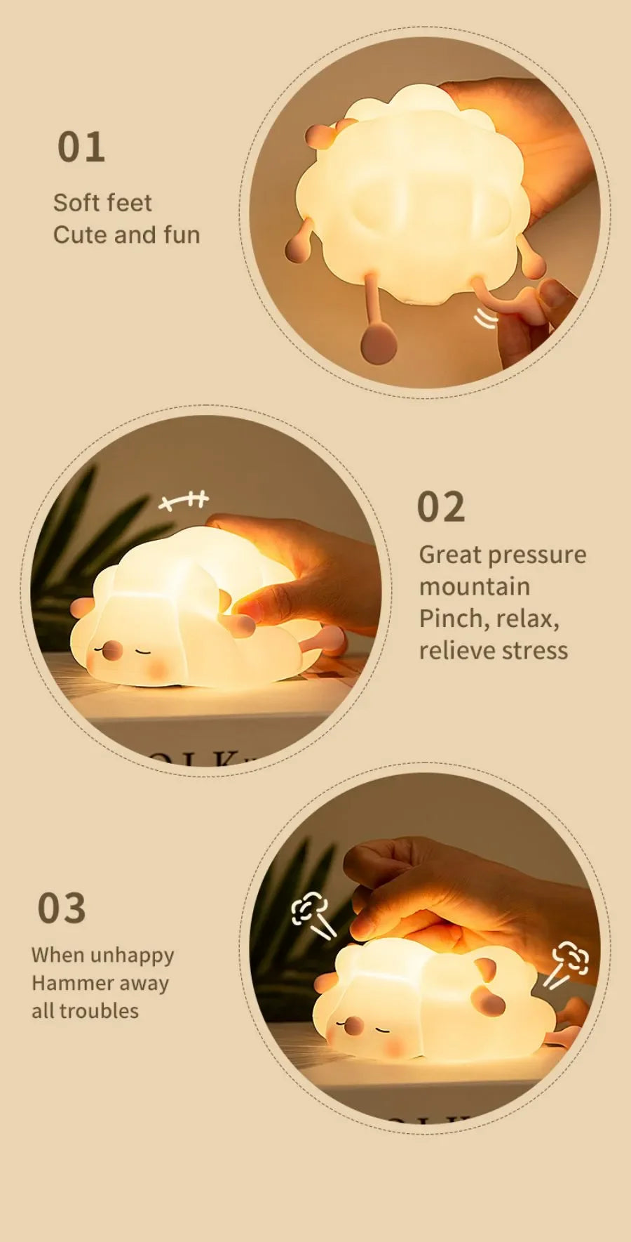 Cute LED Night Light Panda Sheep Rabbit