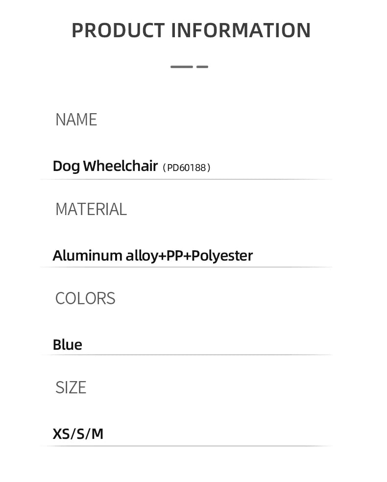 Pet Wheelchair Cart Adjustable