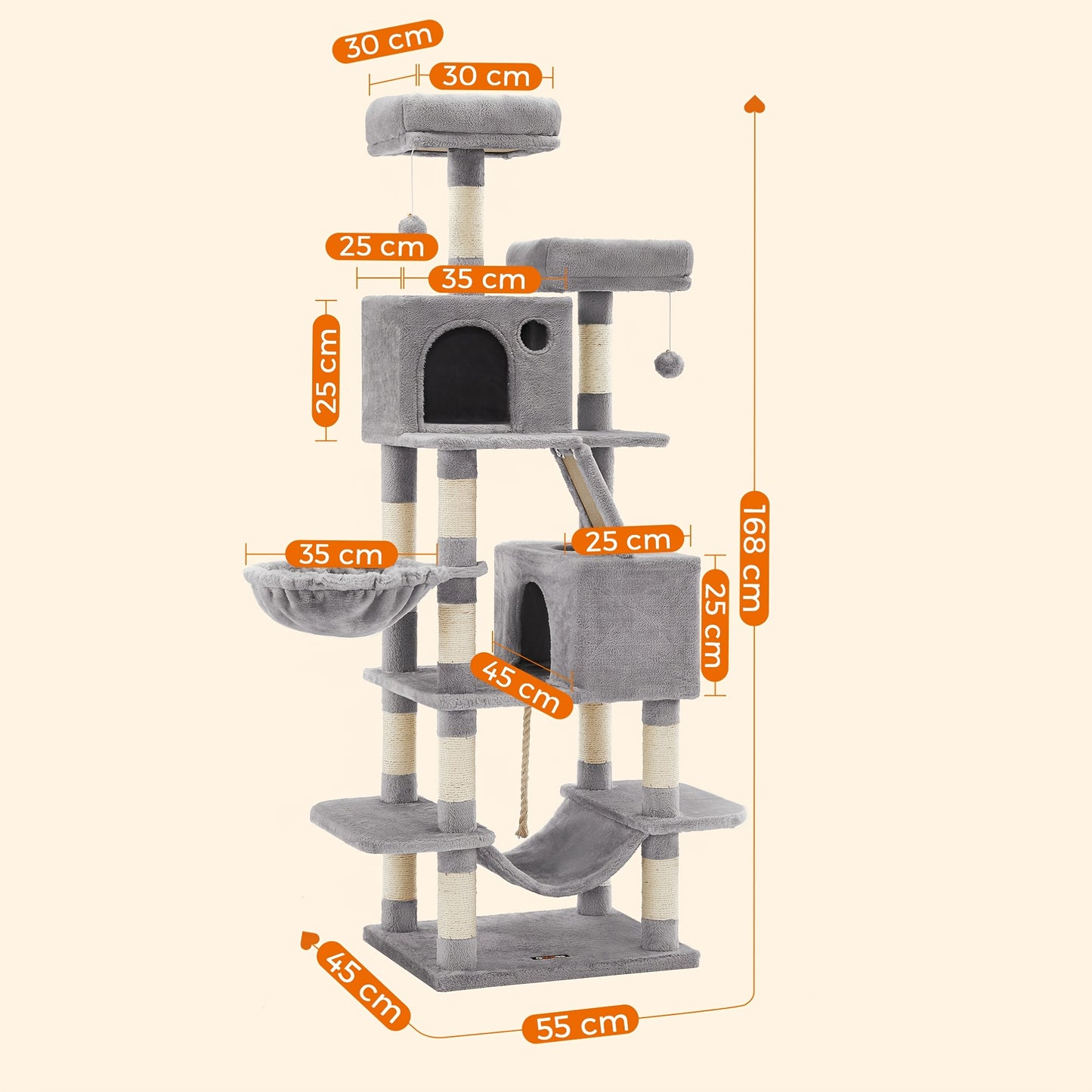 168 cm Large Cat Tower with 13 Scratching Posts