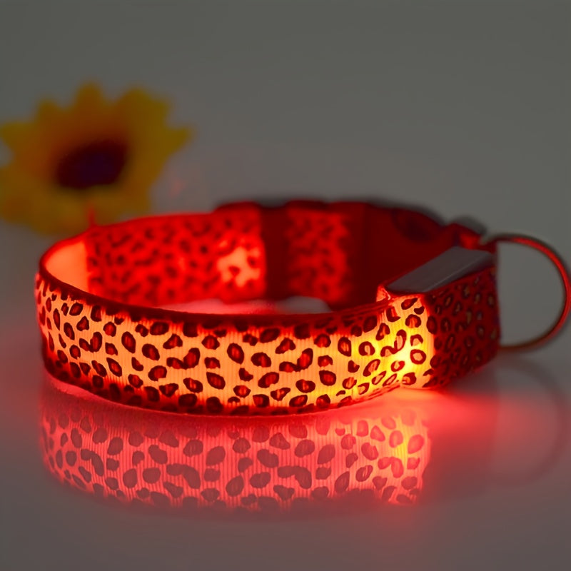 Leopard Print LED Collar for Dogs and Cats