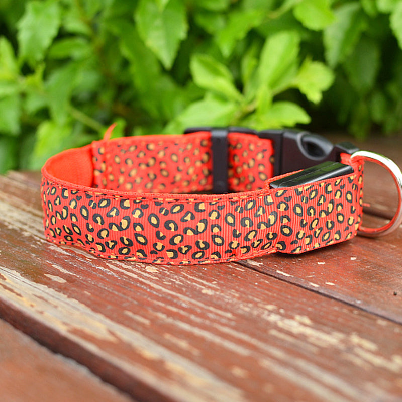 Leopard Print LED Collar for Dogs and Cats