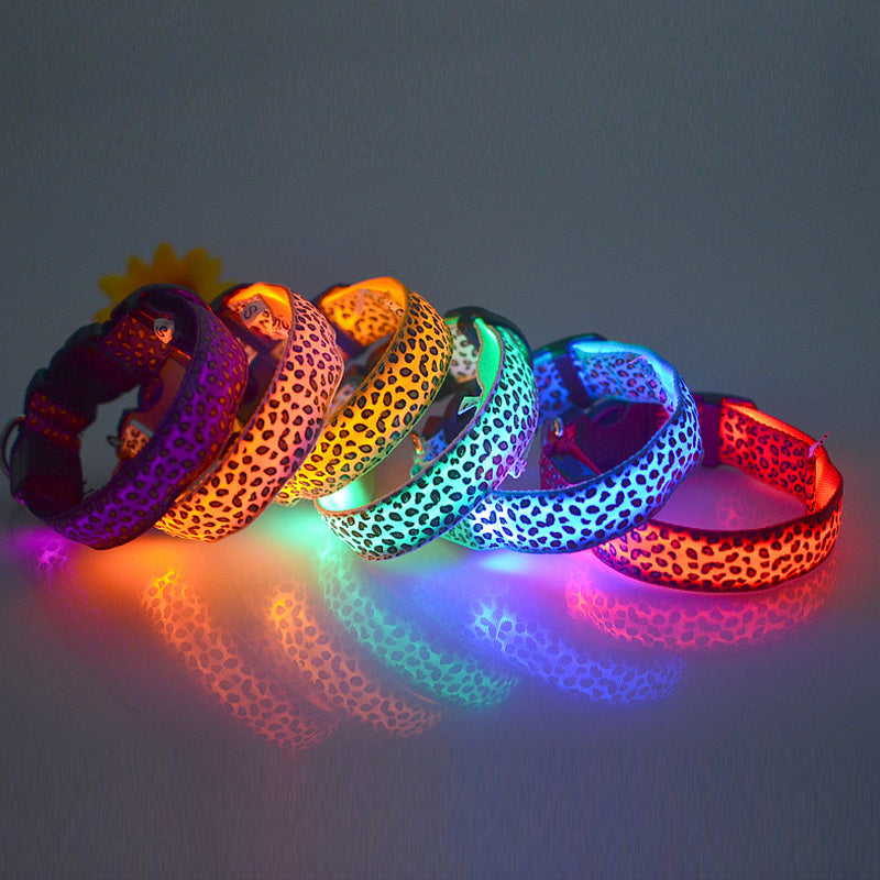 Leopard Print LED Collar for Dogs and Cats