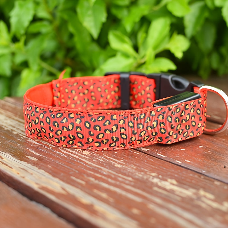 Leopard Print LED Collar for Dogs and Cats