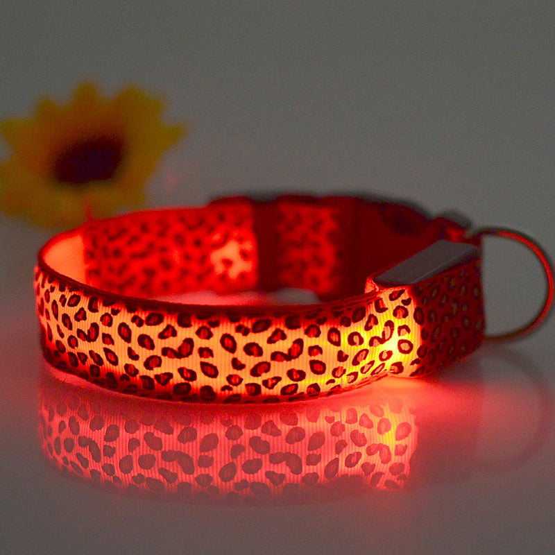 Leopard Print LED Collar for Dogs and Cats