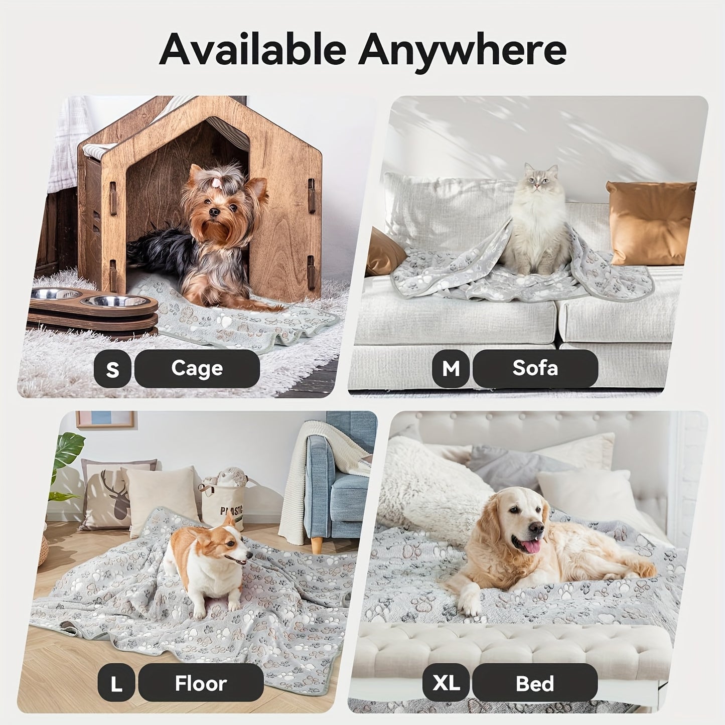 Thickened Pet Blankets with Footprint